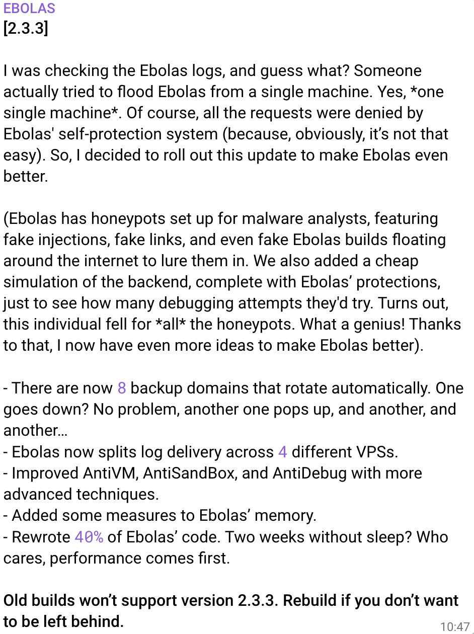 Ebola Stealer Anti-Analysis
